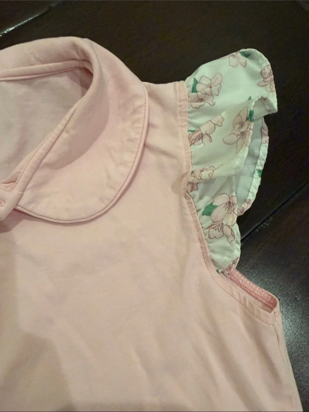 Girls Pink Floral Matching Set - Sleeveless Polo Top & Skirt